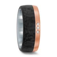 Alliance Acier inoxydable, Or rose 18K, Carbone Diamant 0.03 ct, 3 Pierres, w-si-568858