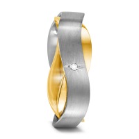 Partnerring 750/18 K Weissgold, 750/18 K Gelbgold Diamant 0.01 ct, w-si-568975