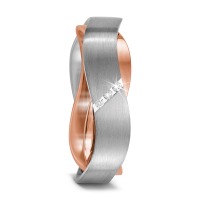 Partnerring 750/18 K Weissgold, 750/18 K Rotgold Diamant 0.03 ct, 3 Steine, w-si-568977