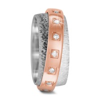 Partnerring 750/18 K Weissgold, 750/18 K Rotgold Diamant 0.225 ct, 15 Steine, w-si-568981