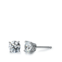 Clous d'oreilles Argent Zircone 2 Pierres Rhodié Ø6 mm-569260