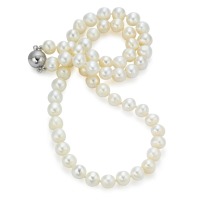 Collier Argent Rhodié perle d'eau douce blanc 7-7.5 mm 45 cm-569388