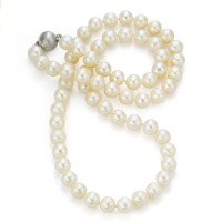 Collier Argent Rhodié perle d'eau douce blanc 7-7.5 mm 50 cm-569389