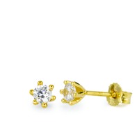 Clous d'oreilles Or jaune 9K Zircone 2 Pierres Ø5 mm-569449