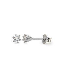 Clous d'oreilles Or blanc 9K Zircone 2 Pierres Ø3 mm-569457