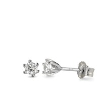 Clous d'oreilles Or blanc 9K Zircone 2 Pierres Ø4 mm-569458