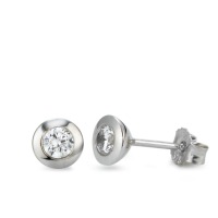 Clous d'oreilles Or blanc 9K Zircone 2 Pierres Ø6 mm-569466