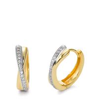 Klappcreolen 375/9 K Gelbgold Zirkonia bicolor-569494