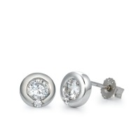 Clous d'oreilles Or blanc 9K Zircone 2 Pierres Ø6 mm-569520