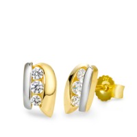 Clous d'oreilles Or jaune 9K, Or blanc 9K Zircone 6 Pierres-569529
