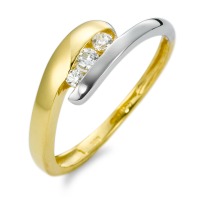 Bague Or jaune 9K, Or blanc 9K Zircone 3 Pierres-569530