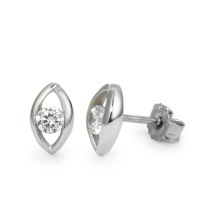 Clous d'oreilles Or blanc 9K Zircone 2 Pierres-569544