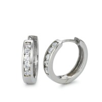 Créoles à charnières Or blanc 9K Zircone 10 Pierres-569624