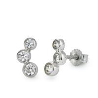 Clous d'oreilles Or blanc 9K Zircone 6 Pierres-569629