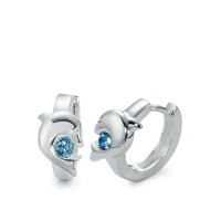 Klappcreolen Silber Zirkonia blau, 2 Steine Delfin-569989