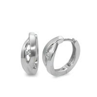 Créoles à charnières Argent Zircone 2 Pierres Rhodié-569993