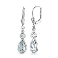 Pendant d'oreilles Argent Zircone 4 Pierres Rhodié-570022