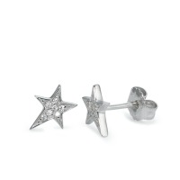 Clous d'oreilles Argent Zircone 14 Pierres Rhodié Étoile Ø8 mm-570061