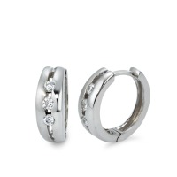 Créoles à charnières Or blanc 9K Zircone 6 Pierres-570120