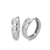 Créoles à charnières Or blanc 9K Zircone 10 Pierres-570122
