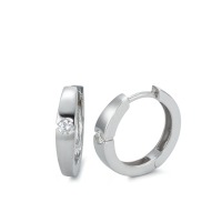 Créoles à charnières Or blanc 9K Zircone 2 Pierres-570123