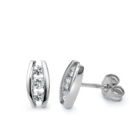 Clous d'oreilles Or blanc 9K Zircone 6 Pierres-570125