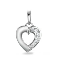 Pendentif Or blanc 9K Zircone 6 Pierres Coeur Ø10 mm-570135