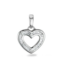 Pendentif Or blanc 9K Zircone Coeur Ø12 mm-570136