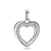 Pendentif Or blanc 9K Zircone Coeur Ø15 mm-570138