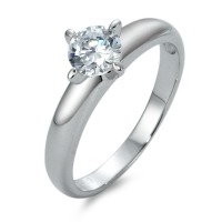Bague solitaire Or blanc 9K Zircone Ø6 mm-570151