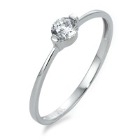 Bague solitaire Or blanc 9K Zircone Ø4 mm-570153