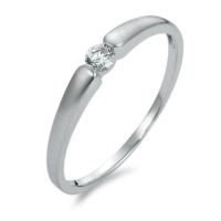 Bague solitaire Or blanc 9K Zircone-570155