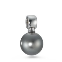 Pendentif Or blanc 18K perle de Tahiti gris, 10 mm-570643