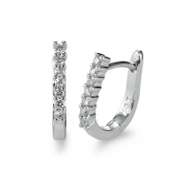 Créoles à charnières Or blanc 18K Diamant 0.14 ct, 14 Pierres, w-si-570659