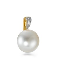 Pendentif Or jaune 18K Diamant 0.02 ct, 2 Pierres, w-si perle d'eau douce blanc-570665