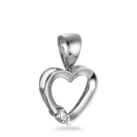 Pendentif Or blanc 18K Diamant 0.02 ct, w-si Coeur Ø9 mm-570674