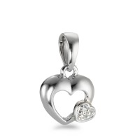 Pendentif Or blanc 18K Diamant 0.01 ct, 3 Pierres, w-si Coeur Ø8.5 mm-570675
