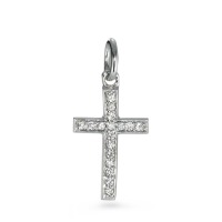 Pendentif Or blanc 18K Diamant 0.08 ct, 17 Pierres, w-si Croix-570723