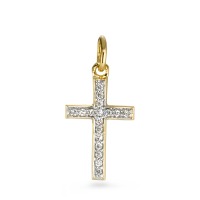 Pendentif Or jaune 18K Diamant 0.08 ct, 17 Pierres, w-si Croix-570724