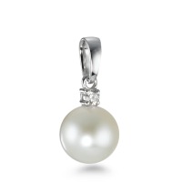 Pendentif Or blanc 18K Diamant 0.03 ct, w-si perle d'eau douce-570779