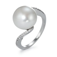 Bague Or blanc 18K Diamant 0.16 ct, 22 Pierres, w-si perle d'eau douce, 22 Perles, 11 mm-570815