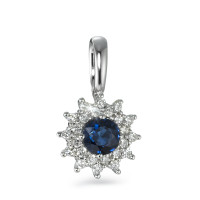 Pendentif Or blanc 18K Saphir bleu, Diamant blanc, 0.18 ct, 25 Pierres, brillant, w-si-571017