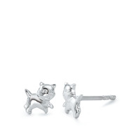 Ohrstecker Silber rhodiniert Katze Ø5 mm-572750