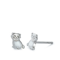 Clous d'oreilles Argent Rhodié Chat-572769