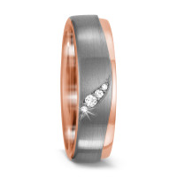 Partnerring 750/18 K Rotgold, 500 Palladium Diamant 0.055 ct, 4 Steine, w-si-572971