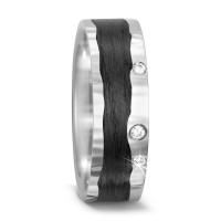 Partnerring 585/14 K Weissgold, Carbon Diamant 0.035 ct, 3 Steine, tw-si-573071