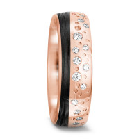 Alliance Or rose 14K, Carbone Diamant 0.156 ct, 20 Pierres, tw-si-573073