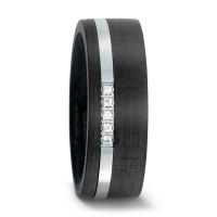 Partnerring Carbon, Edelstahl Zirkonia 5 Steine-573124