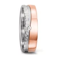 Partnerring 750/18 K Weissgold, 750/18 K Rosegold Diamant 0.02 ct, tw-si-573195