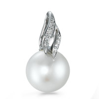 Pendentif Or blanc 18K Diamant 0.04 ct, 9 Pierres, brillant, w-si perle d'eau douce-573350